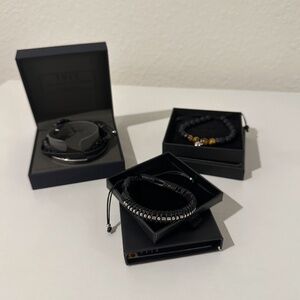 Mens Stainless Steel Adjustable Bracelets Set of Three